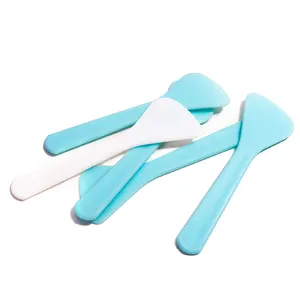 Makyaj yüz spatula seti mini spatula cilt bakımı kozmetik 8cm pp plastik yüz kremi silikon güzellik spatula