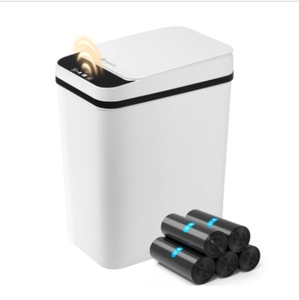 Automatic Bathroom Garbage Can With Lid 2.6 Gallon Diaper Slim Waterproof Smart Trash Can for Bedroom Bathroom Office Toilet RV - Product Image 1