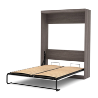 Lit Mural Escamotable Taille Queen en Bois avec Panneau Bureau, Cadre en Acier Inoxydable, Tête de Lit Éclairée et Rangement – Pliable et Gain de Place pour la Maison