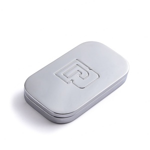 Silver Color Dual Sided Luxury Debossed Logo Small Portable Cosmetic Pocket <b>Mirror</b> - Product Image 4