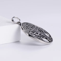 Pendentif classique rond Arbre de Vie, pendentif creux unisexe en acier inoxydable, collier bijoux prix usine