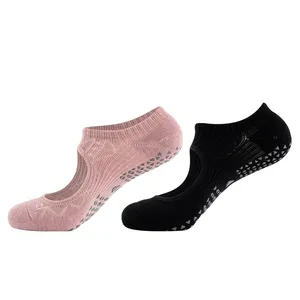 Chaussettes Yogo professionnelles Chaussettes de danse antidérapantes adhésives Pilates Chaussettes de sol de sport respirantes en pur coton