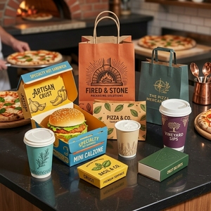 Bolsa de Papel Personalizada para Comida para Llevar de Restaurantes, para Hamburguesas, Pollo, Papas Fritas, Sándwiches y Bebidas, Empaque para Marcas de Servicios de Alimentos - Product Image 1