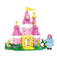 COGO mainan blok dongeng Pinky Dream House blok bangunan anak-anak edukasi membangun set blok bangunan plastik