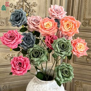 Roses flocon de neige à tige unique, fleurs en soie, décoration de mariage, fleurs artificielles, origine Chine - Product Image 1