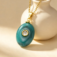 Collier pendentif ovale en forme de goutte d'eau imitation pierre Haomi CE, plaqué or 18 carats, serti de pierres multicolores, bijoux de mode en gros pour femmes