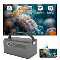 Projecteur Smart TV 4K compatible 1080P, Home Cinéma, Vidéo Projecteur 600 ANSI Lumens, Film, Téléphone, Jeux sans fil, Projecteur Wifi 5G