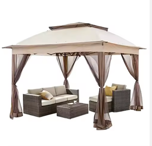 Pavillon extérieur à structure en aluminium - Gazebo à double toit avec moustiquaire pour terrasse et jardin - Product Image 1