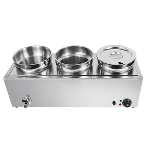 Oferta Relámpago Baño María Eléctrico de Acero Inoxidable SS201 con Capacidad para 3 Botellas Grandes de 7L para Restaurantes de Comida Rápida - Product Image 1