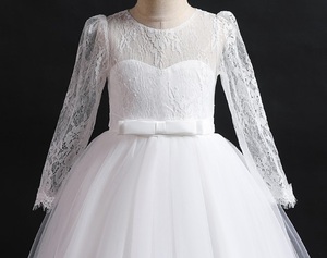 Bambino di alta qualità girocollo big della ragazza <span class=keywords><strong>abiti</strong></span> per il partito di promenade bianco elegante della ragazza abito <span class=keywords><strong>da</strong></span> sposa 5-14 anni vecchio occasione formale - Product Image 6