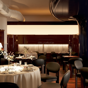 Comptoir d'affichage de restaurant écologique à éclairage LED de luxe avec ton noir personnalisé pour la décoration intérieure - Product Image 1