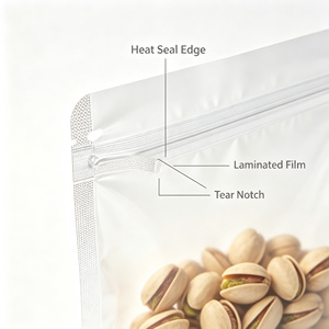 Sachet refermable givré imprimé sur mesure en plastique alimentaire pour noix, bonbons et snacks - Product Image 2