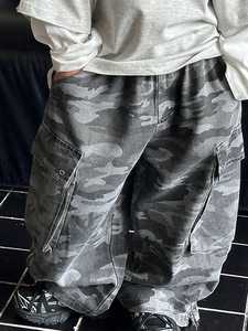 OEM ODM Jeans Skater en Denim pour <span class=keywords><strong>Garçon</strong></span>, Coupe Large Baggy, Camouflage Urbain, Style Cargo, Délavé et Usé, Vêtements pour Enfants - Product Image 2