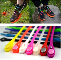 Tali Sepatu Silikon Elastis Multi Warna Tanpa Ikat untuk Lari Jogging Sepatu Kanvas Kancing