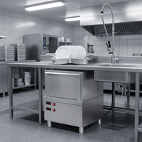 Kleine Halbautomatische Geschirrspülmaschine für Gläser und Teller in Restaurant, Bar und Küche