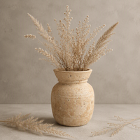 Vase en céramique rustique Wabi Sabi ARM LVG, carafe en grès cannelé, pot décoratif vintage, récipient floral design pour plantes