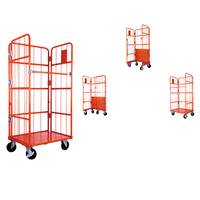Palette logistique pliable en fer, cage de stockage à 4 côtés, chariot roulant emboîtable avec roues de 5 pouces, capacité de 500 kg, revêtement en poudre