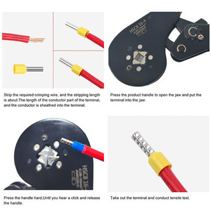 Alicates de crimpado tubulares de carraca HSC8 16-4 para terminales de cable y férulas, kit de herramientas manuales - Product Image 3