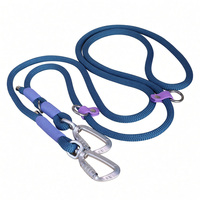 Laisse double pour chien en corde tressée personnalisée avec mousquetons métalliques et coupleur réglable pour la promenade et l'entraînement de deux chiens