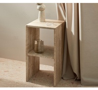 Table d'appoint en marbre minimaliste de luxe avec rangement-Organisateur latéral de canapé, table de chevet de chambre d'hôtel pour les espaces modernes