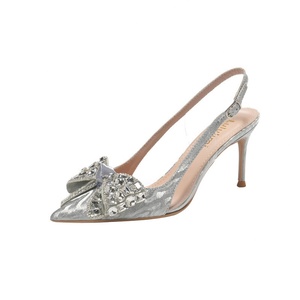 New Style <b>Bow</b> Wedding <b>Shoes</b> Stiletto Heel Pointed Toe Backless Autumn Bridal <b>Shoes</b> Buckle Closure Slingback Fashionable European - Product Image 5