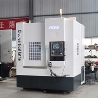 Tour CNC vertical VTC900 avec table de travail large, conçu pour les tâches de tournage continu de composants de disques et d'anneaux de grande taille
