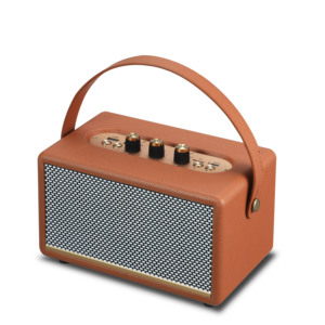 MK-324 Wireless Desktop <strong>Speaker</strong> Classic Retro Mini Leather Wood <strong>Speakers</strong> Portable Active Stereo Wireless Music Player. - Product Image 2