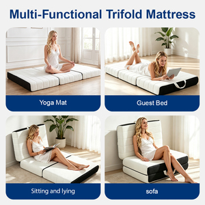 Matelas pliable double, 6 pouces d'épaisseur, <span class=keywords><strong>mousse</strong></span> haute résilience, pour dortoir, chambre d'amis, camping, à la maison ou en extérieur - Product Image 3