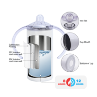 Lot de 30 biberons pour bébé de qualité alimentaire sans BPA, 12 oz, gobelets à sublimation pour enfants, gobelet à sublimation pour enfants avec poignée