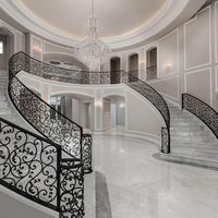 Carrelage de sol de luxe Rampe d'escalier Conception d'escalier en fer forgé