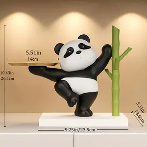 थोक कला शिल्प कुंजी धारक ट्रे आभूषण राल कुंग फू पांडा मूर्तिकला घर की सजावट के लिए जन्मदिन उपहार कुंजी भंडारण ट्रे