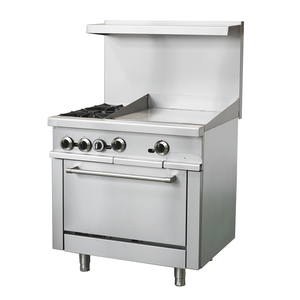 36 inch gas thương mại nấu ăn phạm vi 24 "vỉ nướng + 2 Top Burner gas phạm vi với lò - Product Image 1