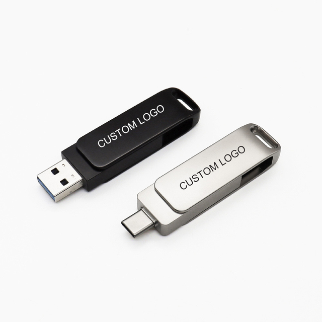 2 in 1 Dual Use Usb Disk Custom logo High Quality Bulk Order Type-c Usb Flash Drive Flash Disk Phone Metal Flash Drive