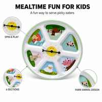 Assiette Rotative Ludique pour Repas Sains – Assiette en Mélamine pour Enfants Pêtrins – Produit de Repas pour Enfants