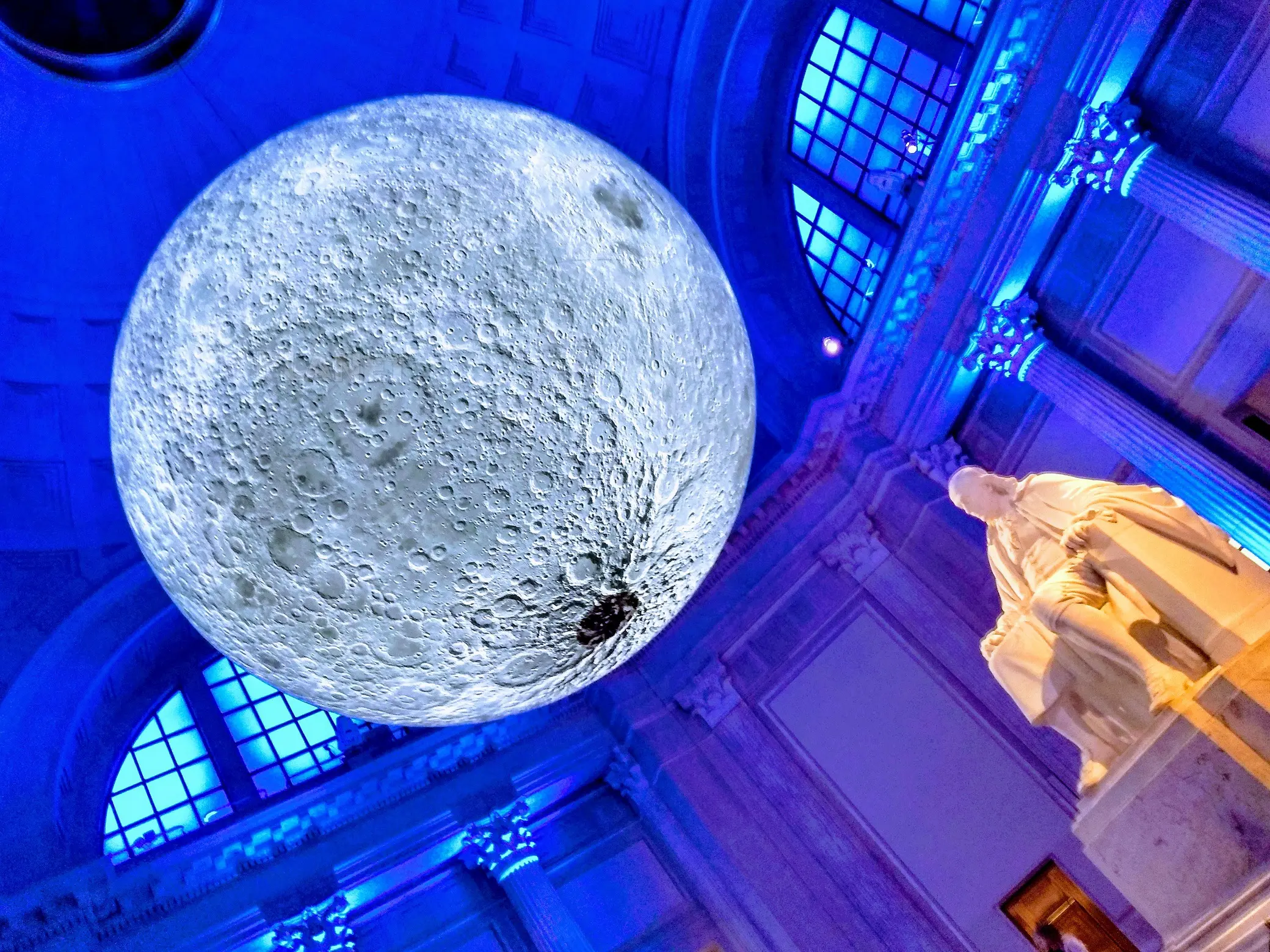 Dekorasi iklan raksasa balon bulan tiup besar Model bulan dengan lampu Led