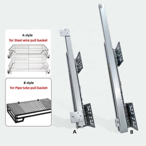Traditional Design Steel Wire Square Tube Pull Basket Damping Track Kitchen Bottom Three Section <b>Slide</b> Rail Side <b>Drawer</b> <b>Slides</b> - Product Image 4