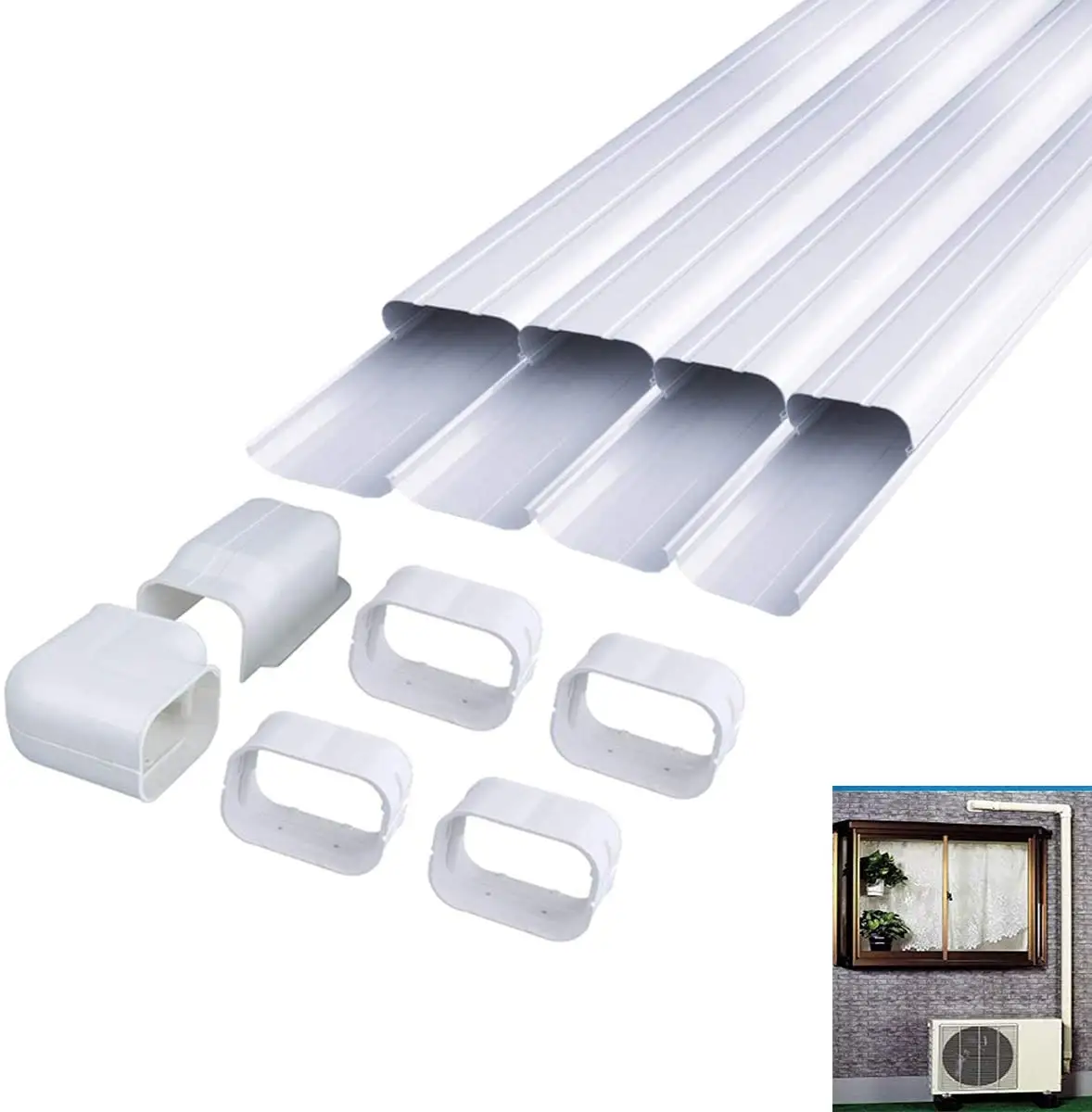 Ductless Mini Split klima için Pvc dekoratif boru hattı kapak takımı-tam Set