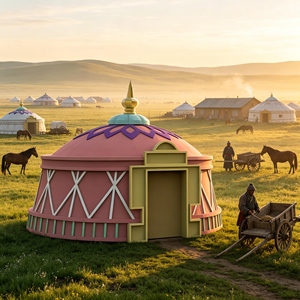Yurt mongol à <span class=keywords><strong>prix</strong></span> de gros avec tissu toutes saisons, tente mongole pour opération à long terme en station balnéaire - Product Image 3