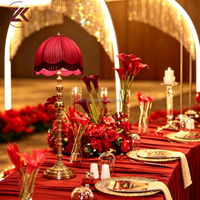 Lampe de table ZKAI de style victorien et rococo avec abat-jour en tissu à pompons, idéale pour les mariages, les centres de table et les banquets