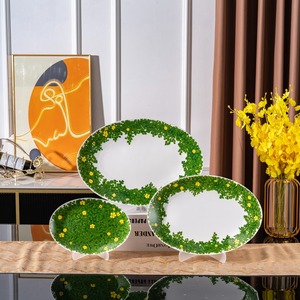 Best-selling American Bone China Flower Pattern Fish <b>Plate</b> Set of 3 Pieces-New Design Non-Toxic Wedding Tableware for Hotels - Product Image 5