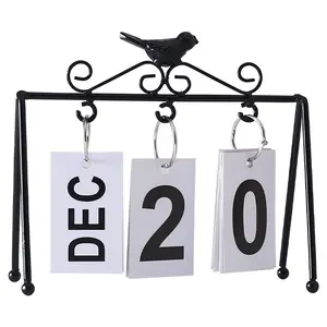 2404准里北欧简约铁鸟日历显示桌面翻页小书桌客厅门廊装饰
