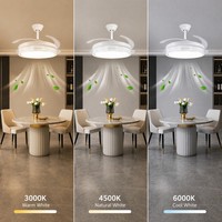 Ventilateur de plafond intelligent avec application, 42 pouces, 96W, LED à intensité variable, réglage de la minuterie, moteur silencieux, pour salon, chambre à coucher, cuisine
