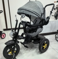 Tricycle bébé certifié CE 4-en-1, poussette multifonction à trois roues