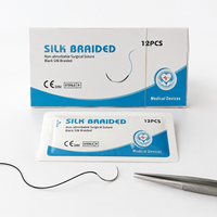 Sutures chirurgicales stériles avec aiguille, résorbables (PGA, PDO) et non-résorbables (Nylon, Soie)