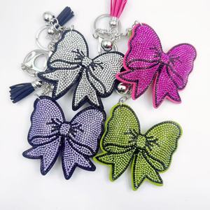 Fashionable Crystal studded Diamond Bow Keychain Korean Velvet Diamond Bow Keychain