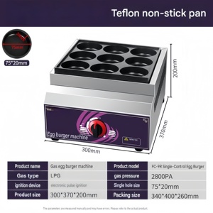 Machine à œufs et burgers commerciale certifiée CE, 9/18 trous, contrôle précis de <span class=keywords><strong>la</strong></span> température, garantie 1 an - Multifonctionnelle <span class=keywords><strong>pour</strong></span> gâteau aux haricots rouges - Product Image 2
