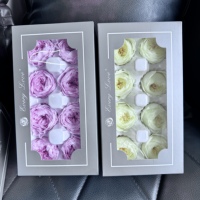 Têtes de roses Austin préservées de qualité supérieure en boîte, fleurs réelles, roses éternelles séchées pour la fête des mères, la Saint-Valentin, les remises de diplômes, le Nouvel An et autres occasions