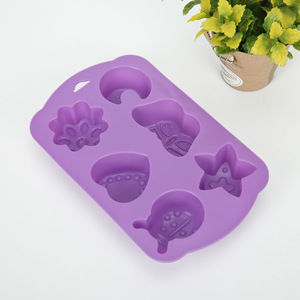 Silicone Cake <b>Mold</b> 6 Piece Butterfly Star Insect Shape For Baking <b>Jelly</b> Soap Making Pink Purple - Product Image 3