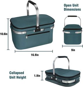 Sac isotherme personnalisé en polyester à rayures, panier de pique-nique et kit de glacière portable pour épicerie, étanche et pliable - Product Image 6