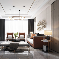 Design d'intérieur contemporain pour salon, ensemble de canapés modulaires sur mesure, papier peint mural 3D et service complet de décoration résidentielle